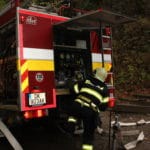 Fotografia z nácviku hasičského zásahu v priestoroch Oravského hradu. 11