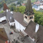 Fotografia z nácviku hasičského zásahu v priestoroch Oravského hradu. 2