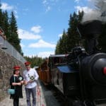 Odpravenie parnej lokomotívy riaditeľkou múzea a Igorom Janckulíkom - fotografia.