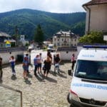 Pohľad na darcov krvi počas podujatia Draculovská kvapka krvi