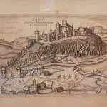 Hrad Šariš - dobová rytina veduty