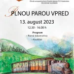 Plagát k podujatiu "Plnou parou vpred" na OLŽ, 2023.
