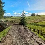 Záber na prebiehajúcu rekonštrukciu úseku trate Oravskej Lesnej železnice.