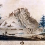 Oravský hrad na historickej maľbe.