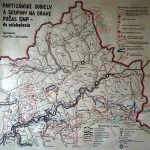 Mapa činnosti partizánskych oddielov na Orave od vypuknutia SNP do oslobodenia.