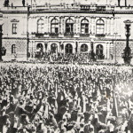 Demonštrácia obyvateľov na obranu ČSR v Prahe, 1938 (zdroj zbierkový fond OM H-6941)