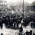 Štrajk baníkov v meste Most počas veľkej hospodárskej krízy, 2. 4. 1932.