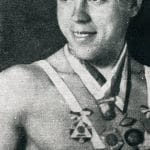 Športovec Ján Mrkva a jeho športové trofeje, 1934. Zdroj: Zbierkový fond Oravského múzea P. O. Hviezdoslava, H-6417