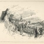 Pohľad na Oravský hrad v druhej polovici 19. storočia.