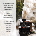 Reklamný plagát na jazdu parnou lokomotívou 30.08.2026