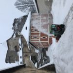 Odstraňovanie snehu z Hlavného nádvoria na Oravskom hrade